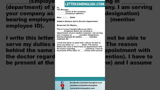 Excuse Letter for Work due to Doctor's Appointment