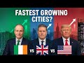 Which Country Has the Fastest Growing Cities: Ireland, America, or the UK?