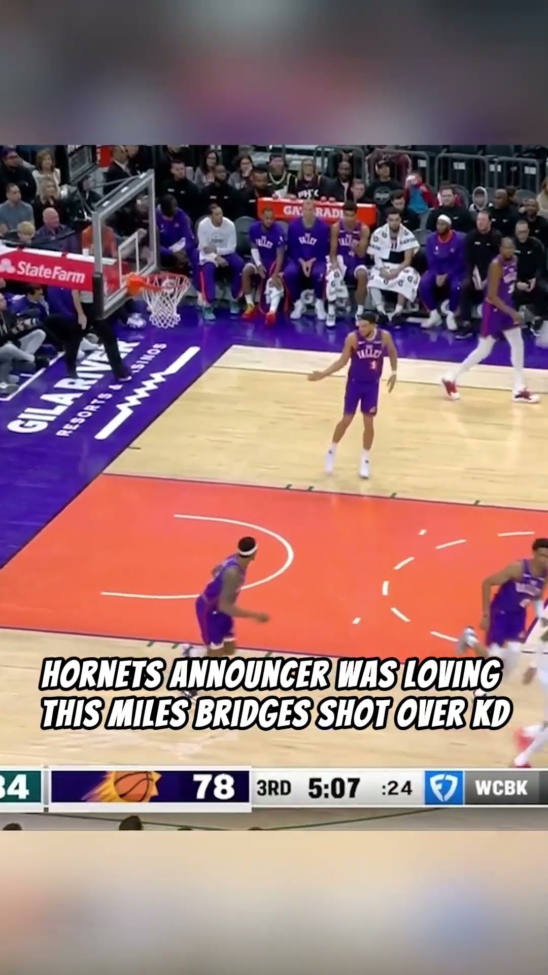 Hornets announcer Eric Collins loved this Miles Bridges stepback on KD ?