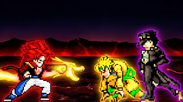 Gogeta OP (all form) VS Dio K1 V2 & Jotaro K1 V2 in Jump Force Mugen😱