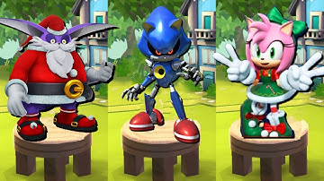 Sonic Dash - Metal Sonic Event Unlocked vs Santa Big vs Jingle Belle Amy - All Characters Unlocked