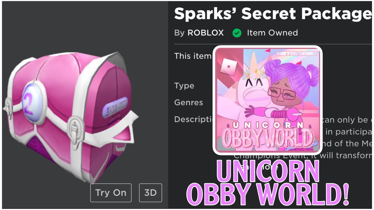 Event How To Get Sparks Secret Package 2 In Unicorn Obby World Roblox Metaverse Champions Youtube - unicorn obby roblox