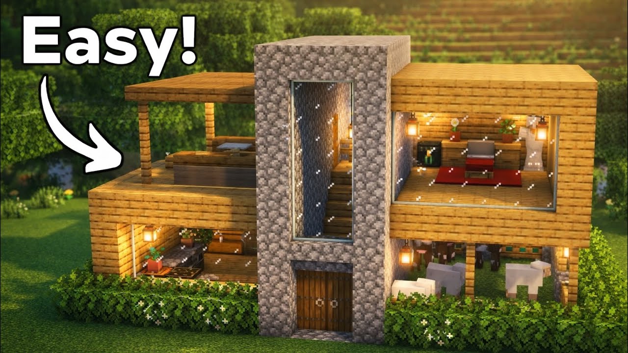 How to Build a Simple Minecraft House 🏠 | Easy Starter Base Tutorial ...