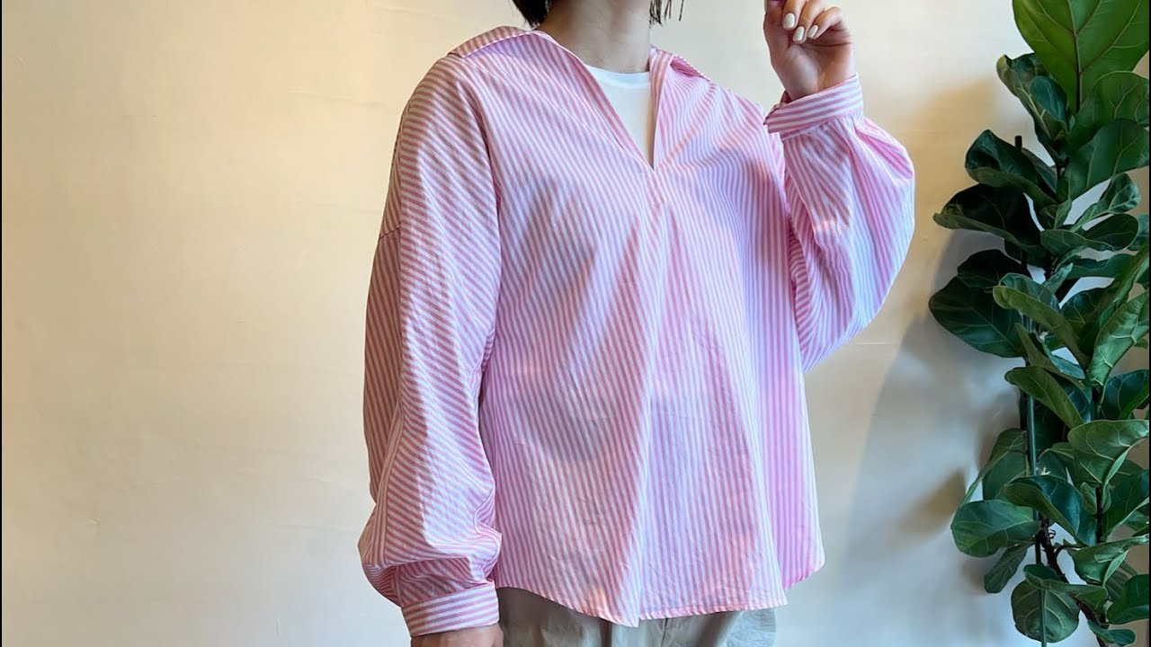 TICCA 2026SS✨ノーカラースキッパーシャツ　ピンクストライプ TICCA / スキッパーシャツ | anouk