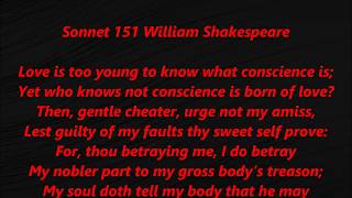 Sonnet 151 Song William Shakespeare Love is too young to know Lyrics Words Text SING ALONG Music