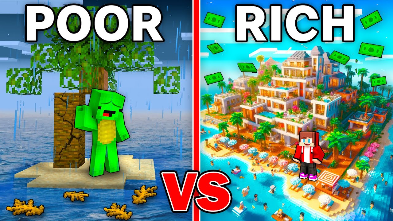 WATCH: Mikey POOR vs JJ RICH Island Resort Survival Battle in Minecraft (Maizen)