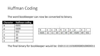 7 Representing Data - Huffman Coding and Summary GCSE Computer Science AQA