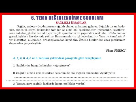 5. Sınıf Türkçe Ders Kitabı Anıttepe Yayıncılık 6. Tema Sonu Değerlendirme