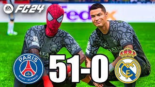FIFA 24 - RONALDO, SPIDER MAN, BATMAN, ALL STARS PLAYS TOGETHER | PSG 51-0 Real Madrid