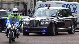 King Charles' two-car motorcade can be seen being escorted by SEG to Clarence House