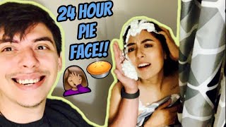 24 HOUR PIE FACE PRANK ON GIRLFRIEND *SHE GETS MAD*