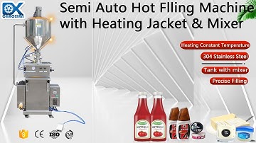 Liquid filling machine for lipbalm, honey, butter, cream, wax with heating mixing, hot filling