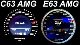 Mercedes C63 AMG vs E63 AMG Acceleration 0-230 + exhaust Sound Burnout  C204 W212 V8 Biturbo