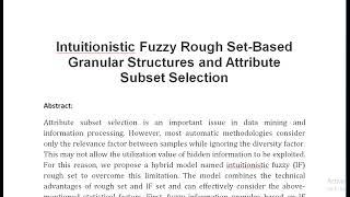 Intuitionistic Fuzzy Rough Set Based Granular Structures and Attribute Subset Selection
