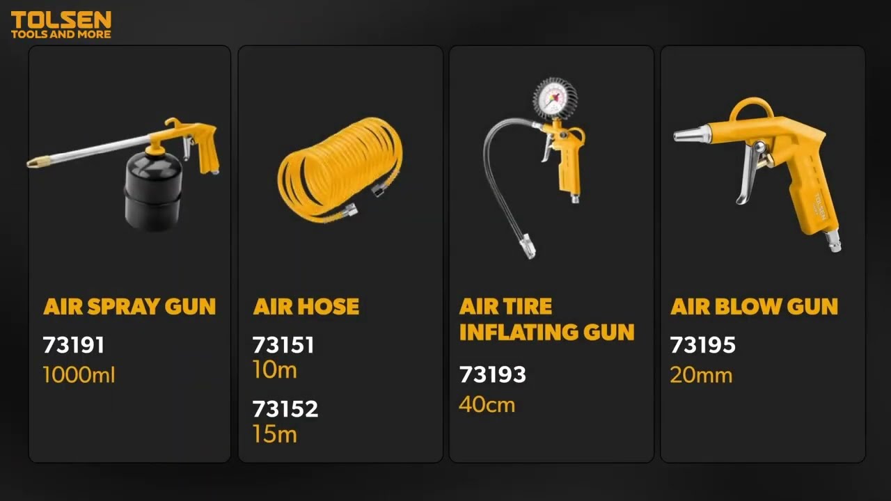 TOLSEN AIR SPRAY GUN ,AIR HOSE ,AIR TIRE INFLATING GUN ,AIR BLOW GUN,5PCS AIR TOOLS KIT 108