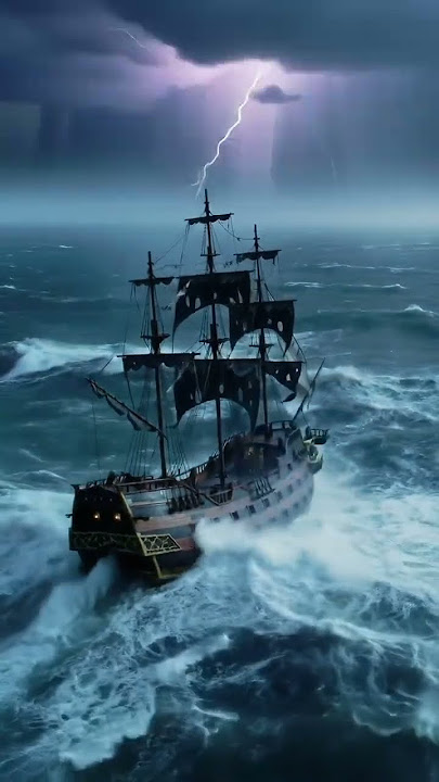 Kapal Layar Tradisional Bajak Laut Diguncang Badai Dahsyat #kapal #badai #laut