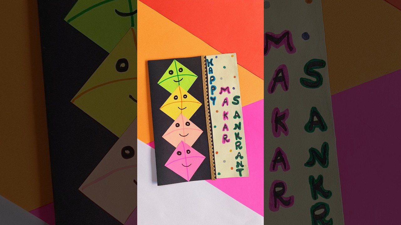 Makar Sankranti Greeting card Making | how to make makar sankranti card 