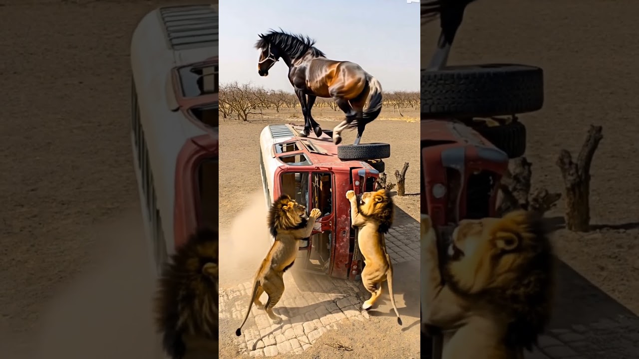 Lions attacked on horse 🐎