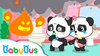 help baby pandas house is on fire fireman pretend play kids safety tips at home babybus