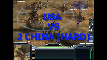 Command & Conquer Generals Zero Hour - USA Army vs 2 China HARD Armies Walkthrough