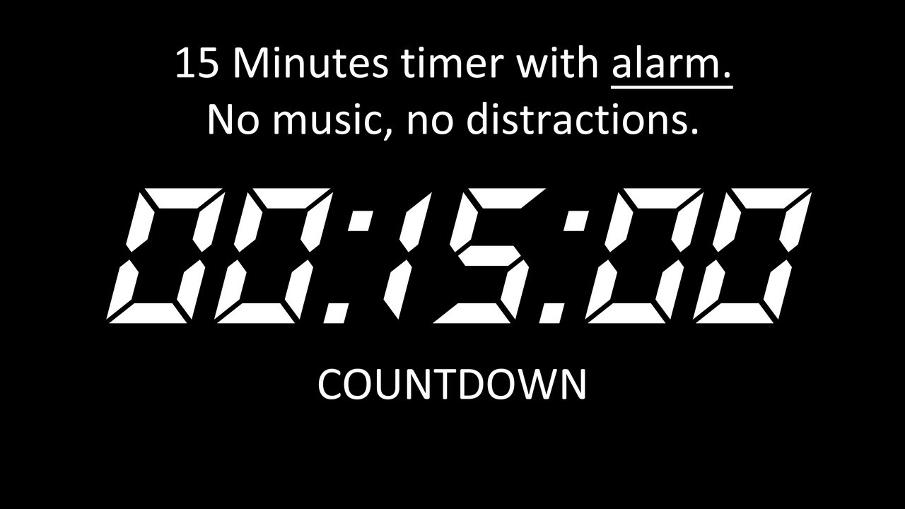 15 MINUTES COUNTDOWN | DIGITAL CLASSIC CLOCK | ALARM | OK TIMER
