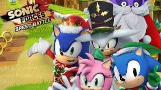 Играя за всех новогодних персонажей в Sonic Forces speed Battle.