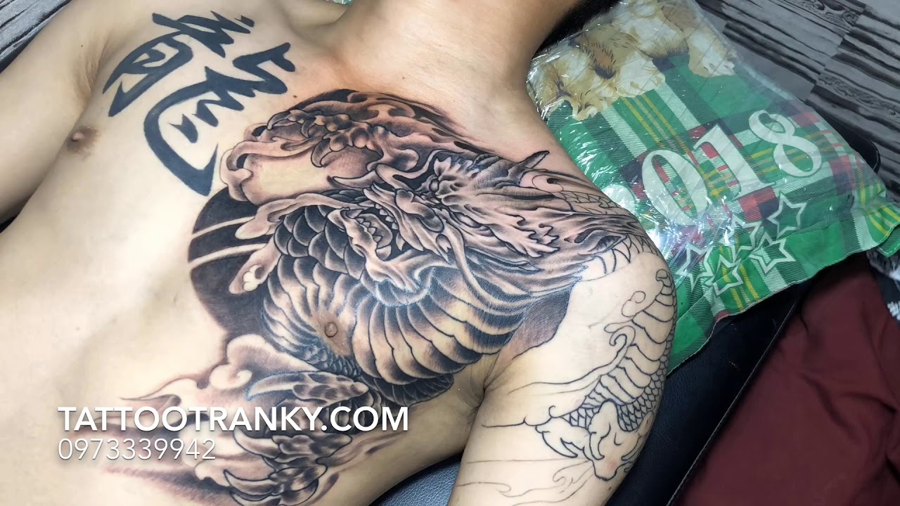 Xăm rồng đẳng cấp trên ngực – bả vai tại Thủ Đức – Tattoo Trần Kỹ | Tổng quát các kiến thức về hình xăm rồng vắt vai mới cập nhật