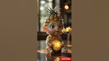 Pineapple 🍍 Baby 👶Eating 🤤 Pineapple — Cute Reaction! #fruitbaby #shorts #ai