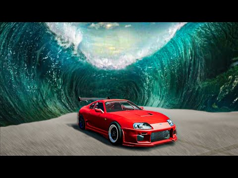 TOYOTA SUPRA ile TSUNAMI 'den KAÇIŞ MODU !! BeamNG Drive