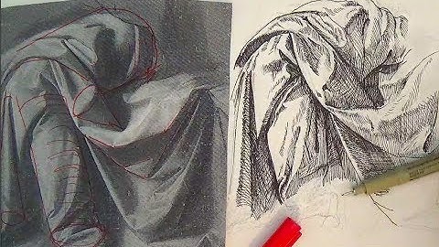Pen and Ink Drawing Tutorials | How to draw drapery like Leonardo da Vinci