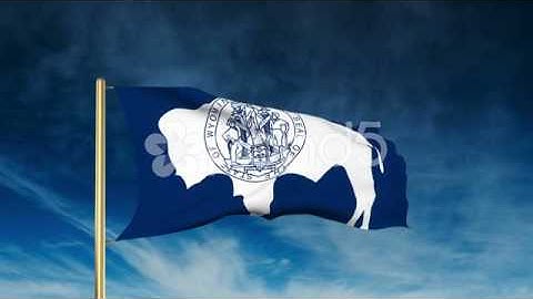 Wyoming Flag Slider Style. Waving In The Win With Cloud Background Animation