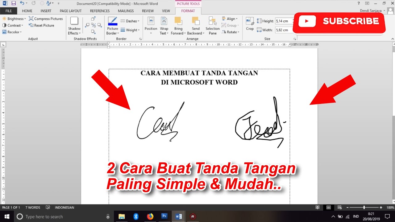 Cara Buat Tanda Tangan Di Word Microsoftword Tutorial Buat Youtube