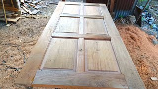 membuat pintu panel kayu akasia solid