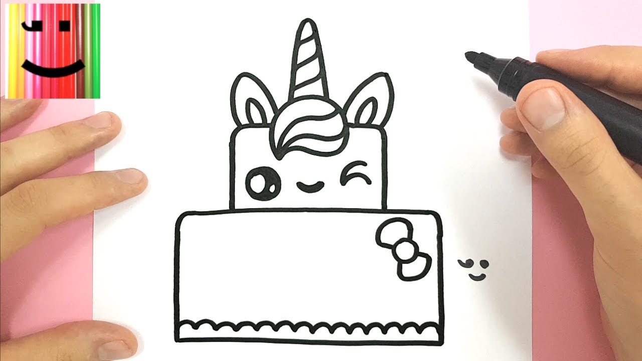 COMMENT DESSINER UN GATEAU LICORNE KAWAII - TUTO DESSIN