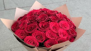 How to make roses bouquet tutorial with wrapping ❤️🌹#rose #bouquet #wrapping#fyp#full l#flowerbouqet