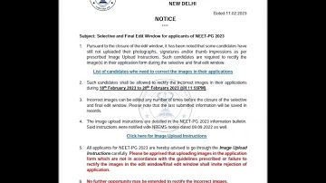 NEET PG 2023 | NBEMS NOTICE | FINAL EDIT WINDOW