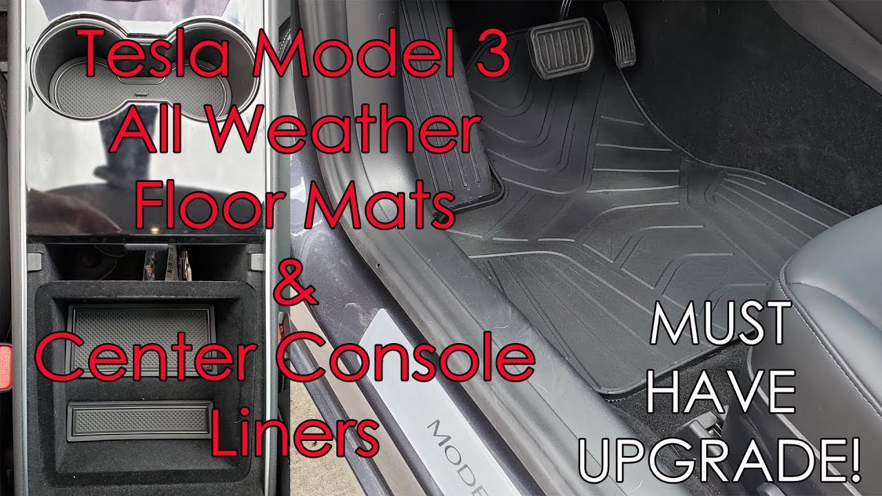 Tesla Model 3 All Weather Floor Mats and Center Console Liners by