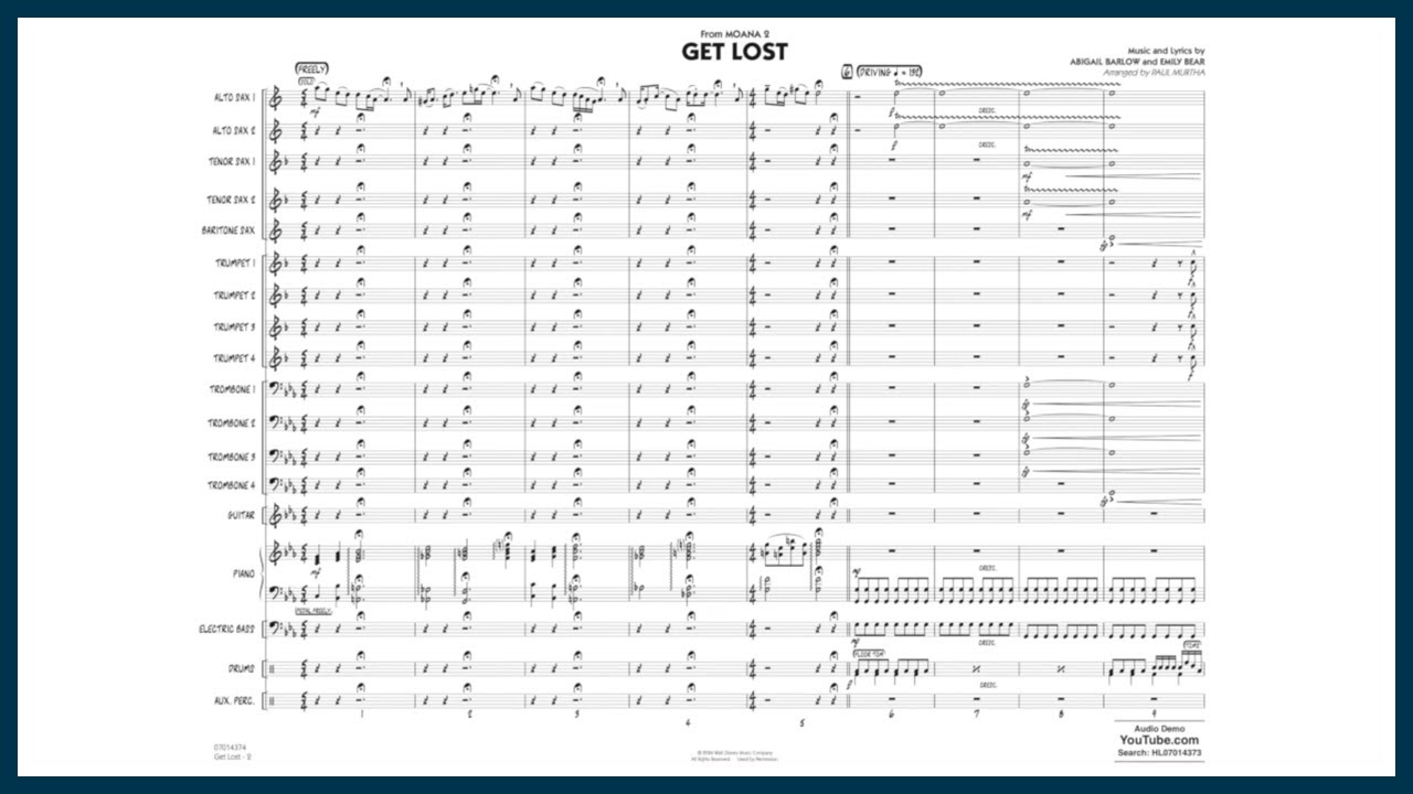 Get Lost (from Moana 2) | Jazz Version | Arr. Paul Murtha
