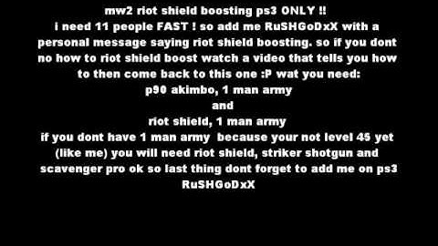 MW2 ps3 riot shield boosting
