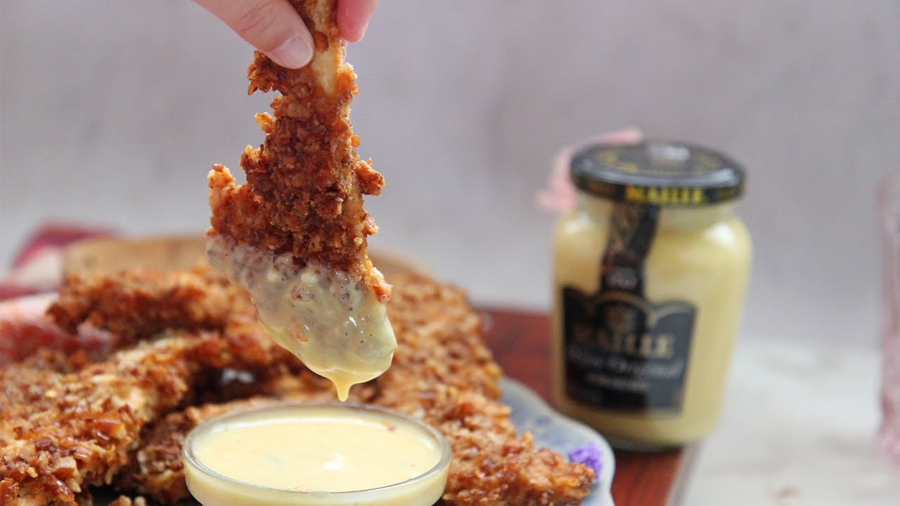 Crispy Baked Chicken Fingers with Honey Mustard Sauce | Laura in the Kitchen