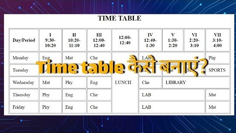 How to Make a School Time Table in Html 