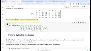 Creating and storing matrices with SymPy