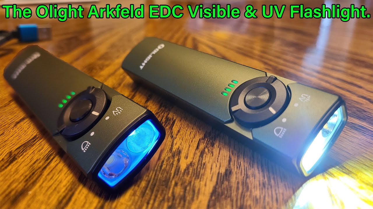 OLIGHT Arkfeld UV-lamp EDC met ultraviolette verlichting, neutraal wit licht, 85 m, 1000 lumen, magnetisch, oplaadbaar, voor vlekdetectie, tint, vals biljet (OD groen
