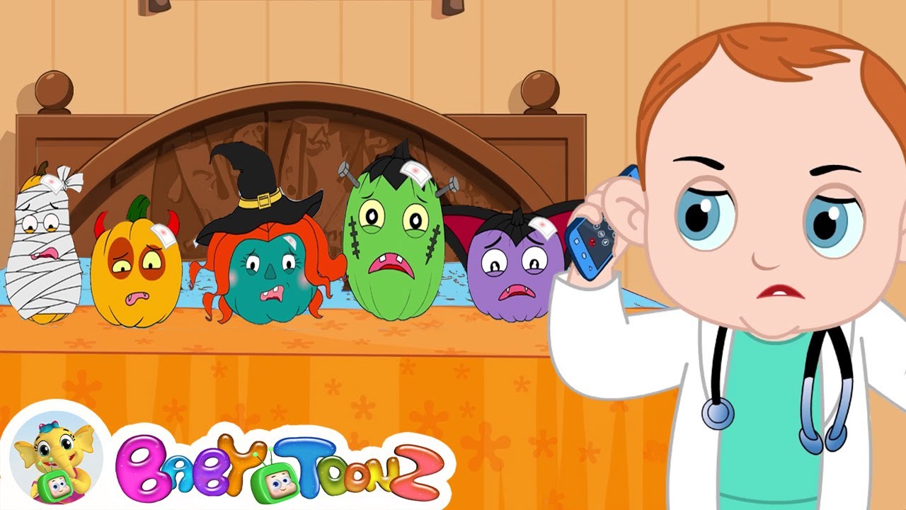 Five Little Pumpkins Jumping on the Bed 🎃| Halloween Nursery Rhymes for ...