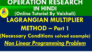 Lagrangian Multiplier Question| Non Linear Programming Problem| Hessian Matrix |Operation Research