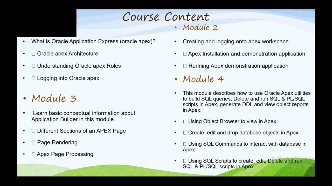 Oracle Apex Learning Course Contents YouTube