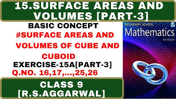 R. S.AGGARWAL SOLUTION CLASS 9 SURFACE AREA AND VOLUME, EXERCISE-15 A [PART-3]