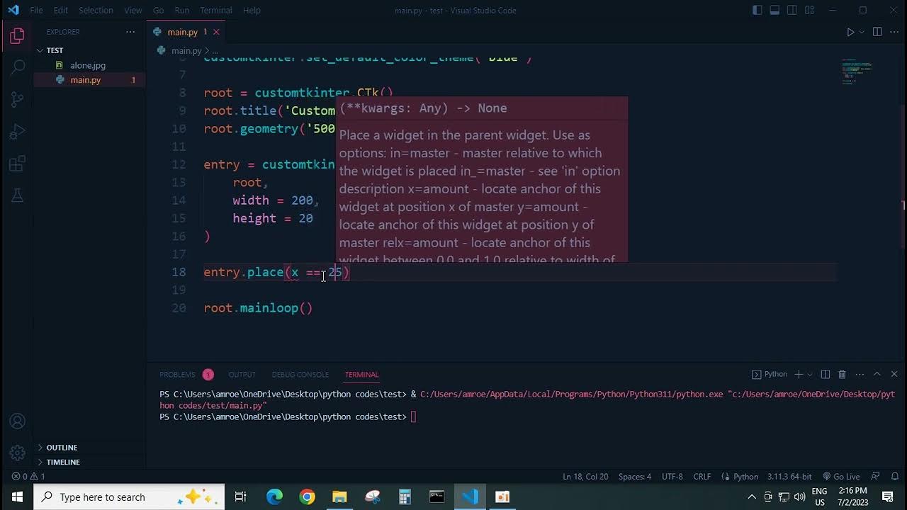 Customtkinter Entry CTkEntry - YouTube