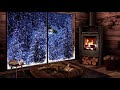 Cozy Hut with Crackling Fireplace, Snow and Wind - Winter Ambience Sounds for Sleeping