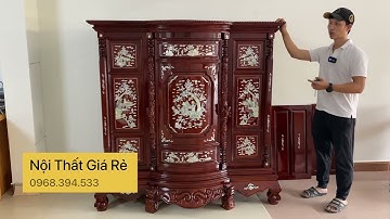 Tủ thờ cẩn ốc - tủ thờ gia tiên gỗ căm xe